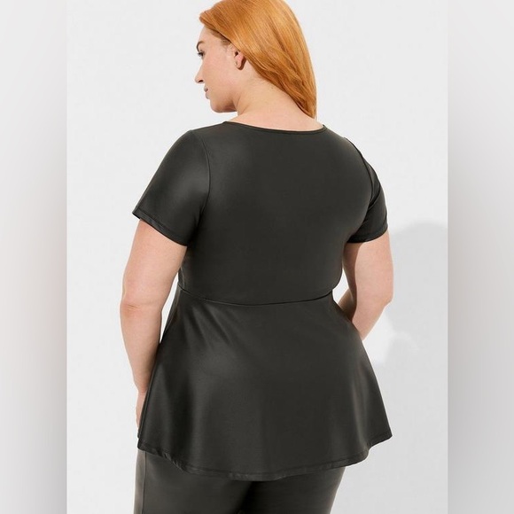 Torrid Black Faux Leather Peplum Top - Picture 3 of 9